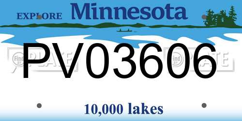 PV03606 Minnesota License Plate