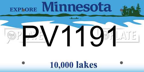 PV1191 Minnesota License Plate
