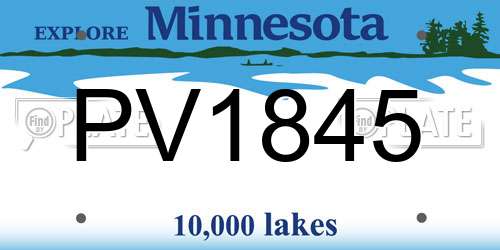 PV1845 Minnesota License Plate