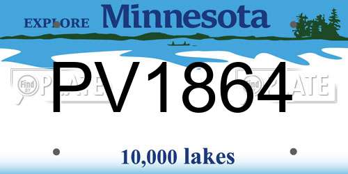 PV1864 Minnesota License Plate