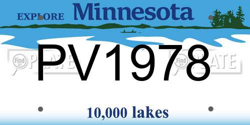 PV1978 Minnesota License Plate