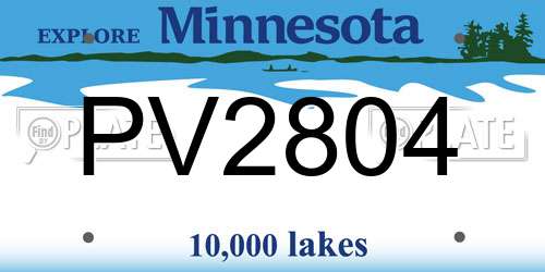 PV2804 Minnesota License Plate