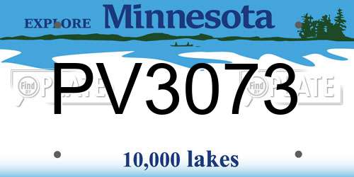 PV3073 Minnesota License Plate
