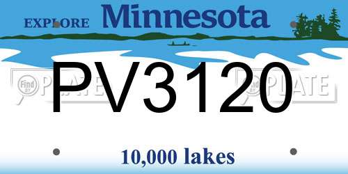 PV3120 Minnesota License Plate