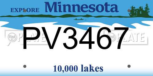 PV3467 Minnesota License Plate