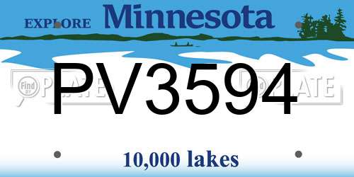 PV3594 Minnesota License Plate