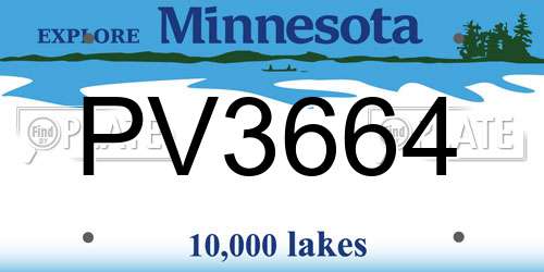 PV3664 Minnesota License Plate