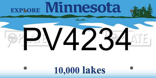 PV4234 Minnesota License Plate