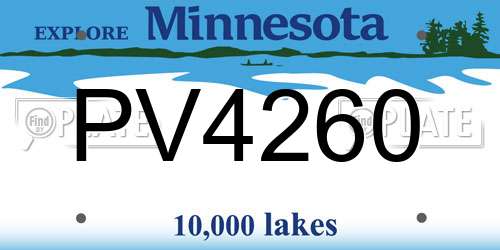 PV4260 Minnesota License Plate