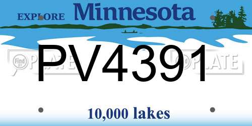 PV4391 Minnesota License Plate