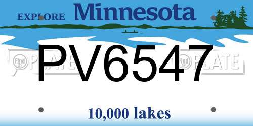 PV6547 Minnesota License Plate