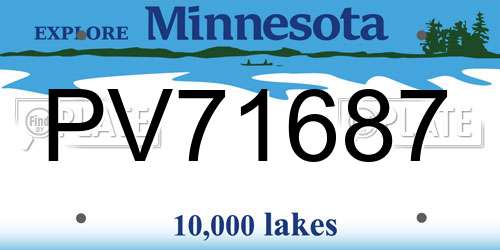 PV71687 Minnesota License Plate