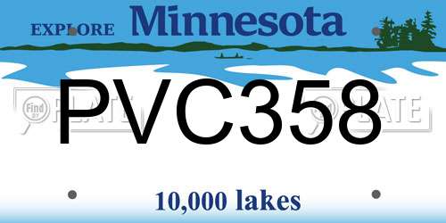 PVC358 Minnesota License Plate