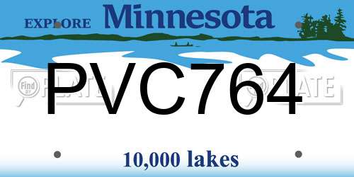 PVC764 Minnesota License Plate