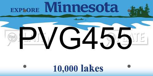 PVG455 Minnesota License Plate