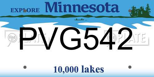 PVG542 Minnesota License Plate