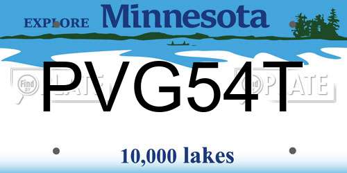 PVG54T Minnesota License Plate