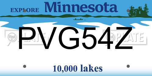 PVG54Z Minnesota License Plate