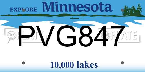 PVG847 Minnesota License Plate