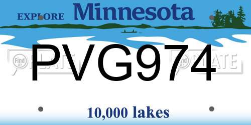 PVG974 Minnesota License Plate