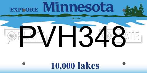 PVH348 Minnesota License Plate