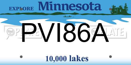 PVI86A Minnesota License Plate