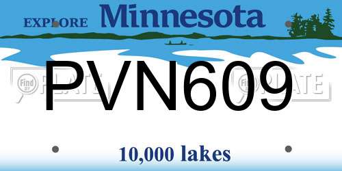 PVN609 Minnesota License Plate