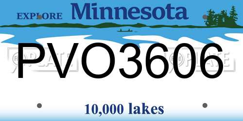 PVO3606 Minnesota License Plate