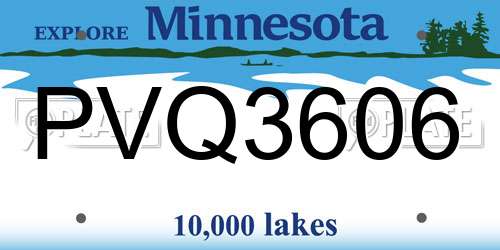 PVQ3606 Minnesota License Plate