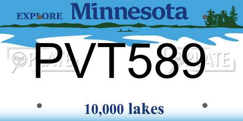 PVT589 Minnesota License Plate