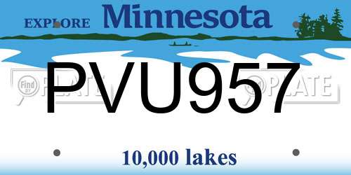 PVU957 Minnesota License Plate