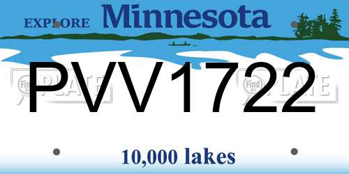 PVV1722 Minnesota License Plate