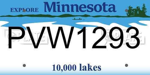 PVW1293 Minnesota License Plate