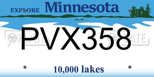 PVX358 Minnesota License Plate