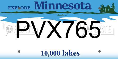 PVX765 Minnesota License Plate