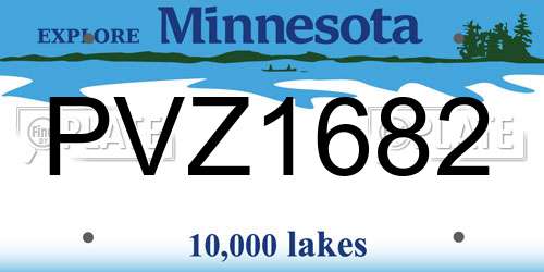 PVZ1682 Minnesota License Plate