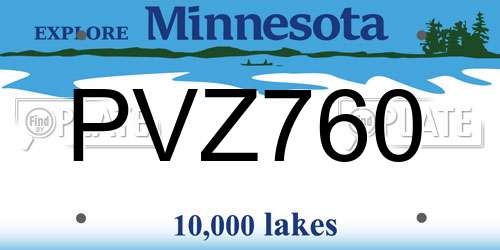PVZ760 Minnesota License Plate