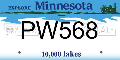 PW568 Minnesota License Plate