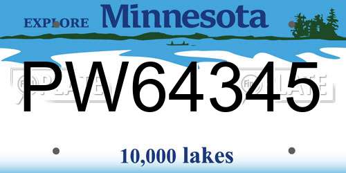 PW64345 Minnesota License Plate