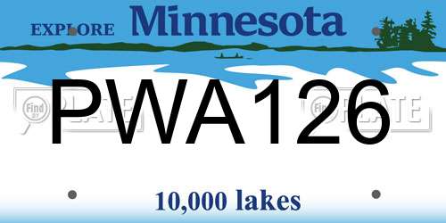 PWA126 Minnesota License Plate