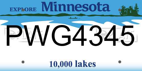 PWG4345 Minnesota License Plate