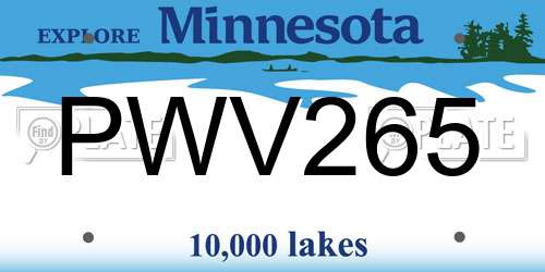 PWV265 Minnesota License Plate