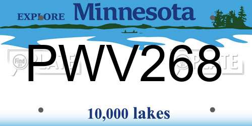 PWV268 Minnesota License Plate