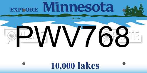 PWV768 Minnesota License Plate