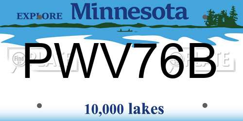 PWV76B Minnesota License Plate