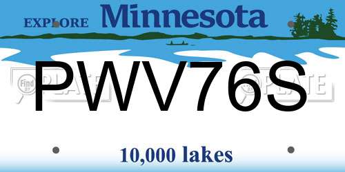 PWV76S Minnesota License Plate