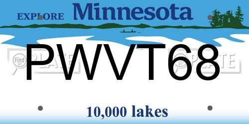 PWVT68 Minnesota License Plate