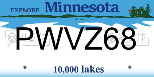 PWVZ68 Minnesota License Plate