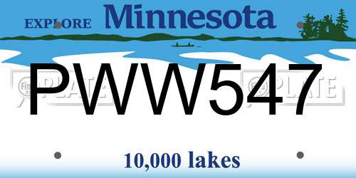 PWW547 Minnesota License Plate