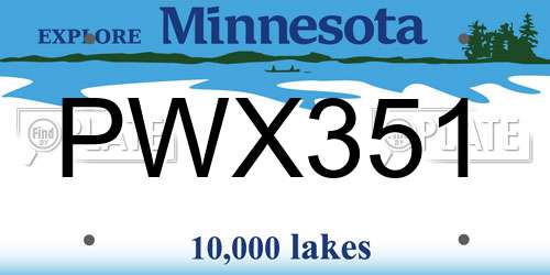 PWX351 Minnesota License Plate